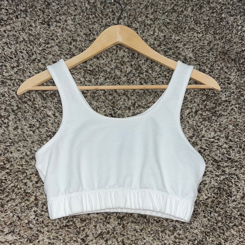 Size S, REFUGE ATHLETICS brand, white crop top, never worn.